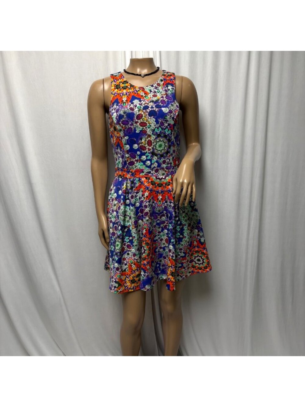 LAmour Nanette Lepore Kaleidoscope Fit Flare Cutout Dress Size Small Sleeveless